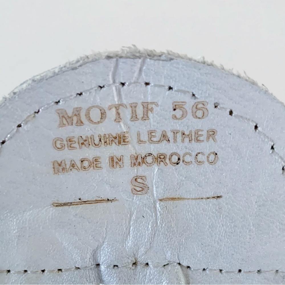 MOTIF56 Braided Genuine Leather Moroccan Belt In White With A Round Shel… - Picture 8 of 11